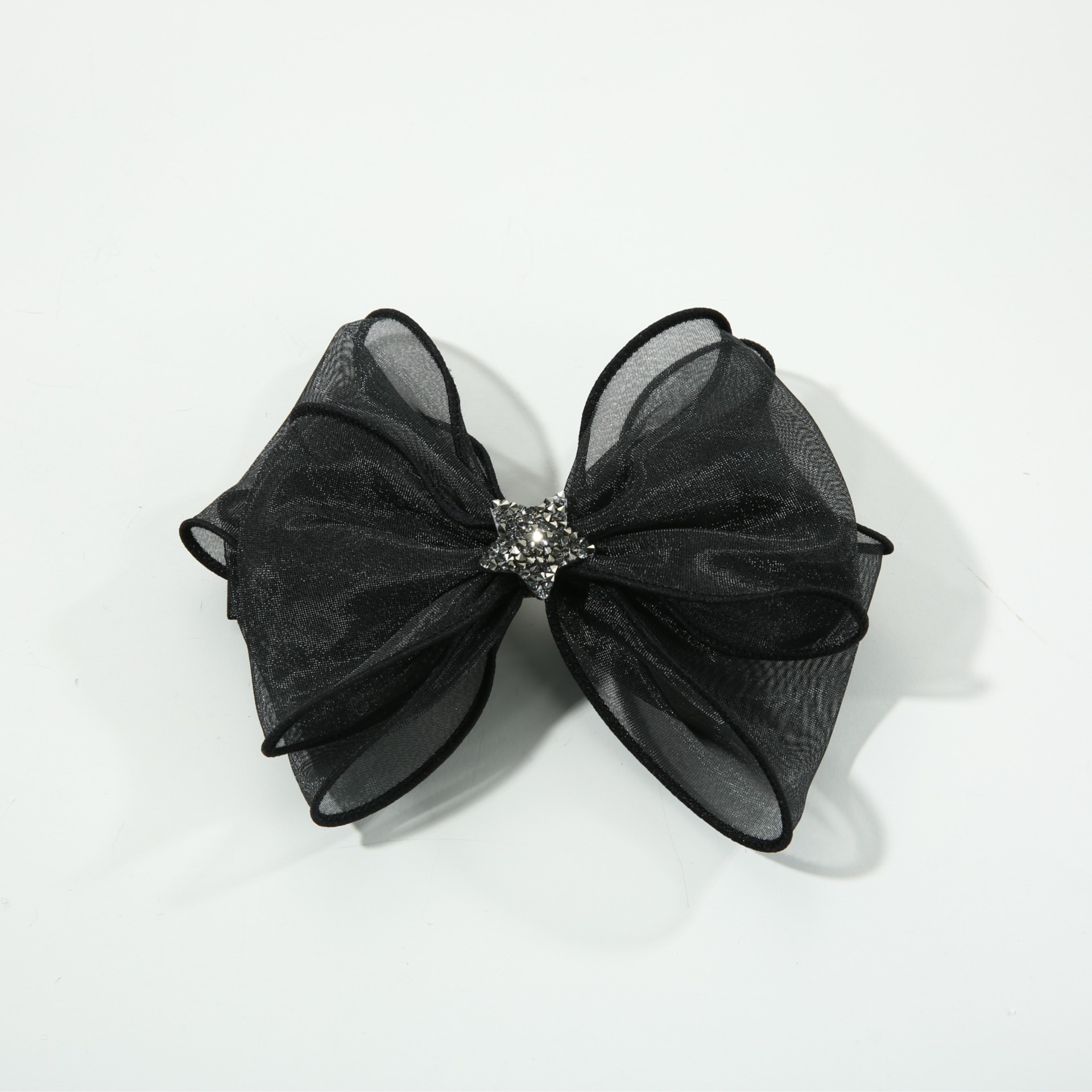 GREBUTY 新品 1899黑色星星纱纱蝴蝶结弹簧夹