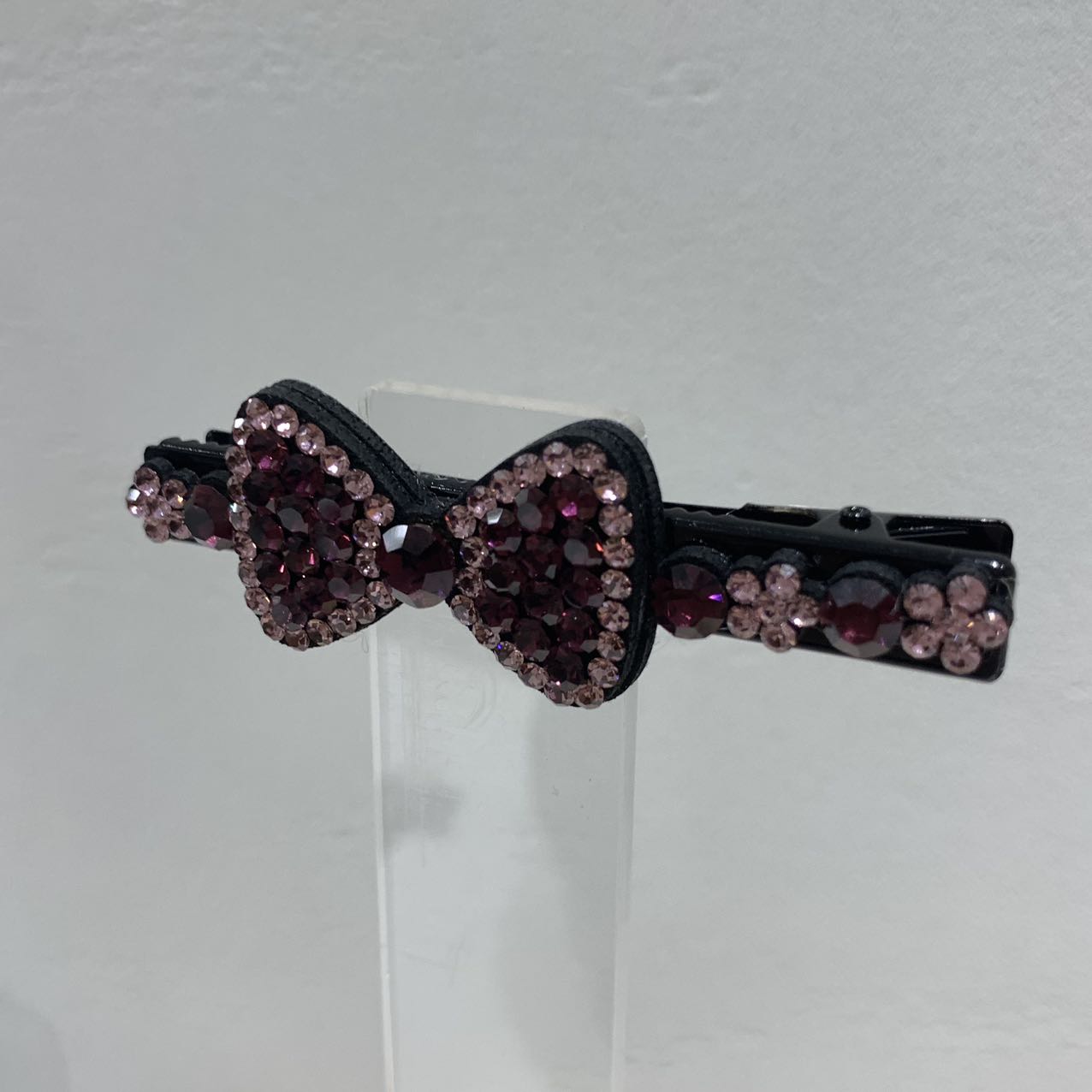 GREBUTY 4840 紫色锆石闪闪蝴蝶结边夹
