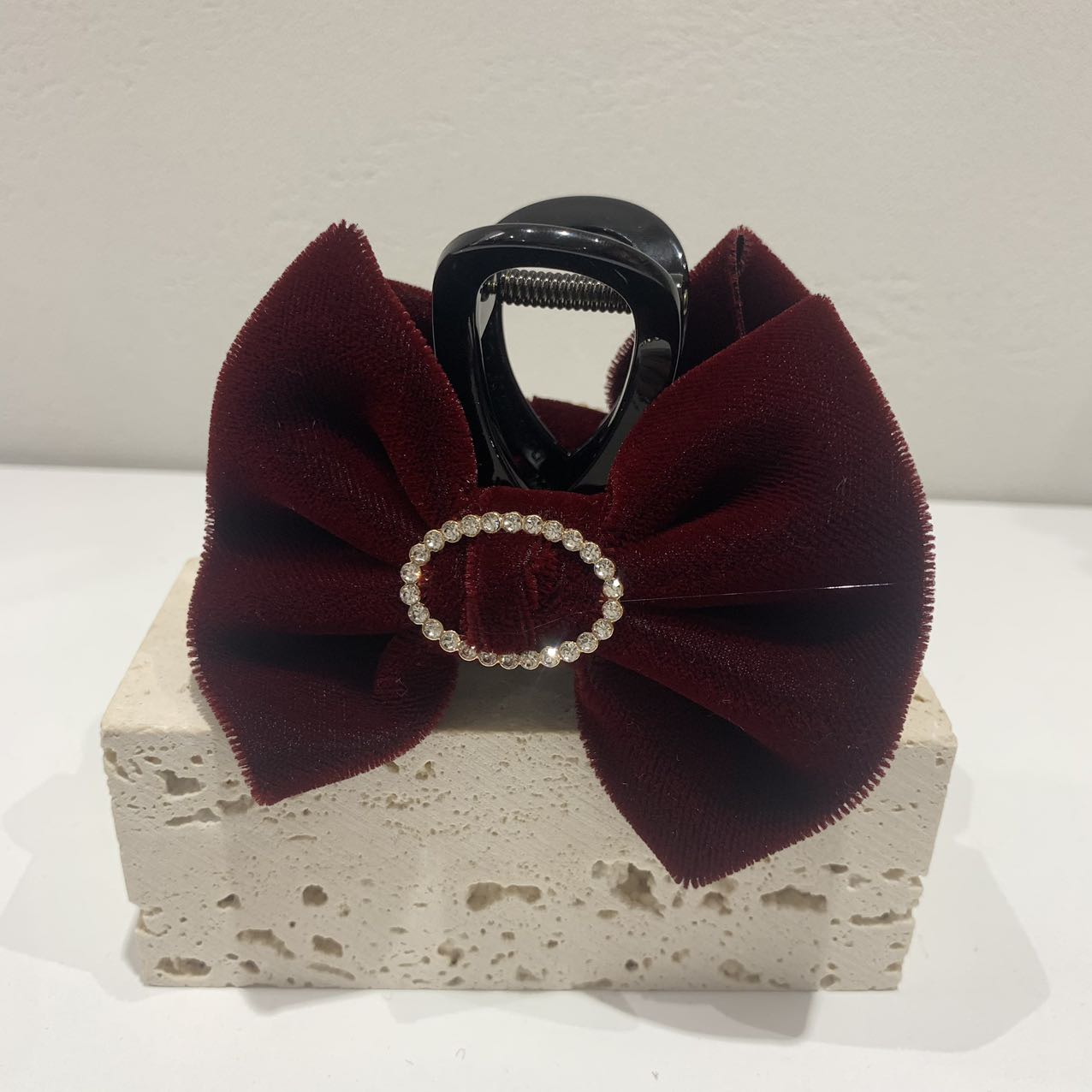 GREBUTY 4777 秋冬气质锆石闪闪红色蝴蝶结抓夹