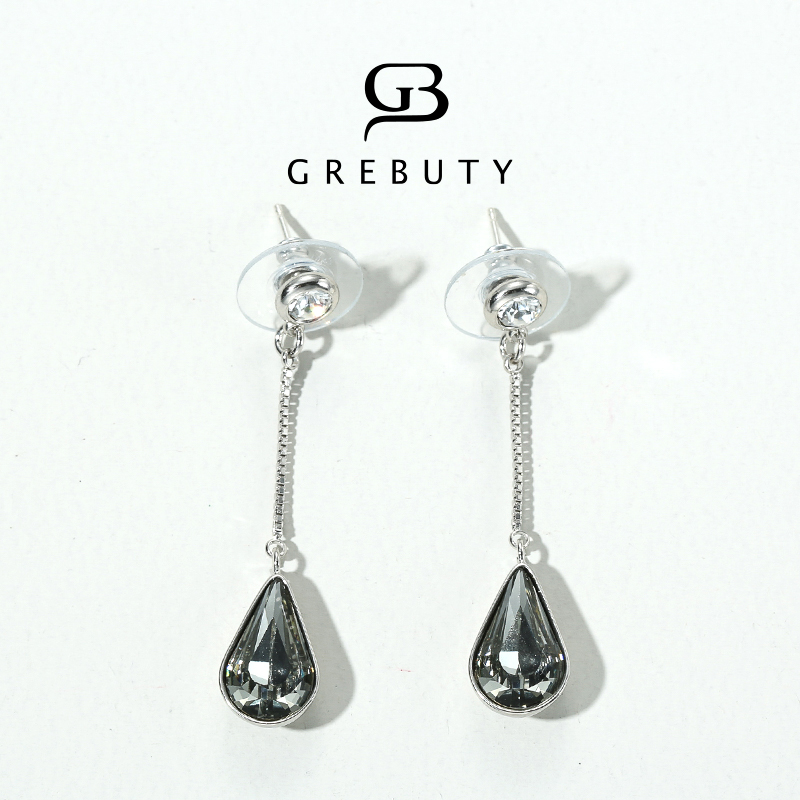 铜合金亚克力耳饰  4728 灰色锆石闪闪耳钉耳饰