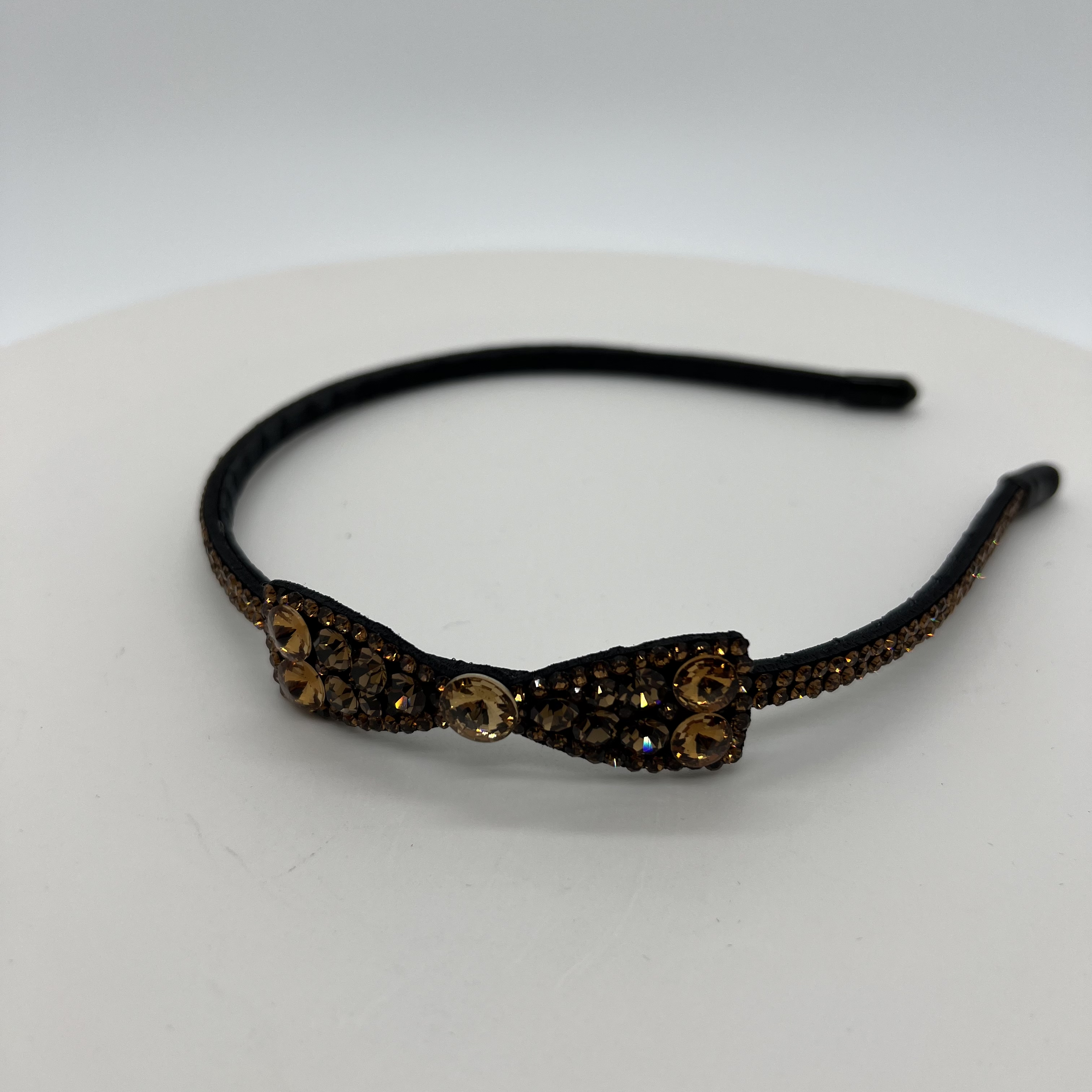 GREBUTY 5209 简约轻奢茶色水晶闪闪蝴蝶结发箍