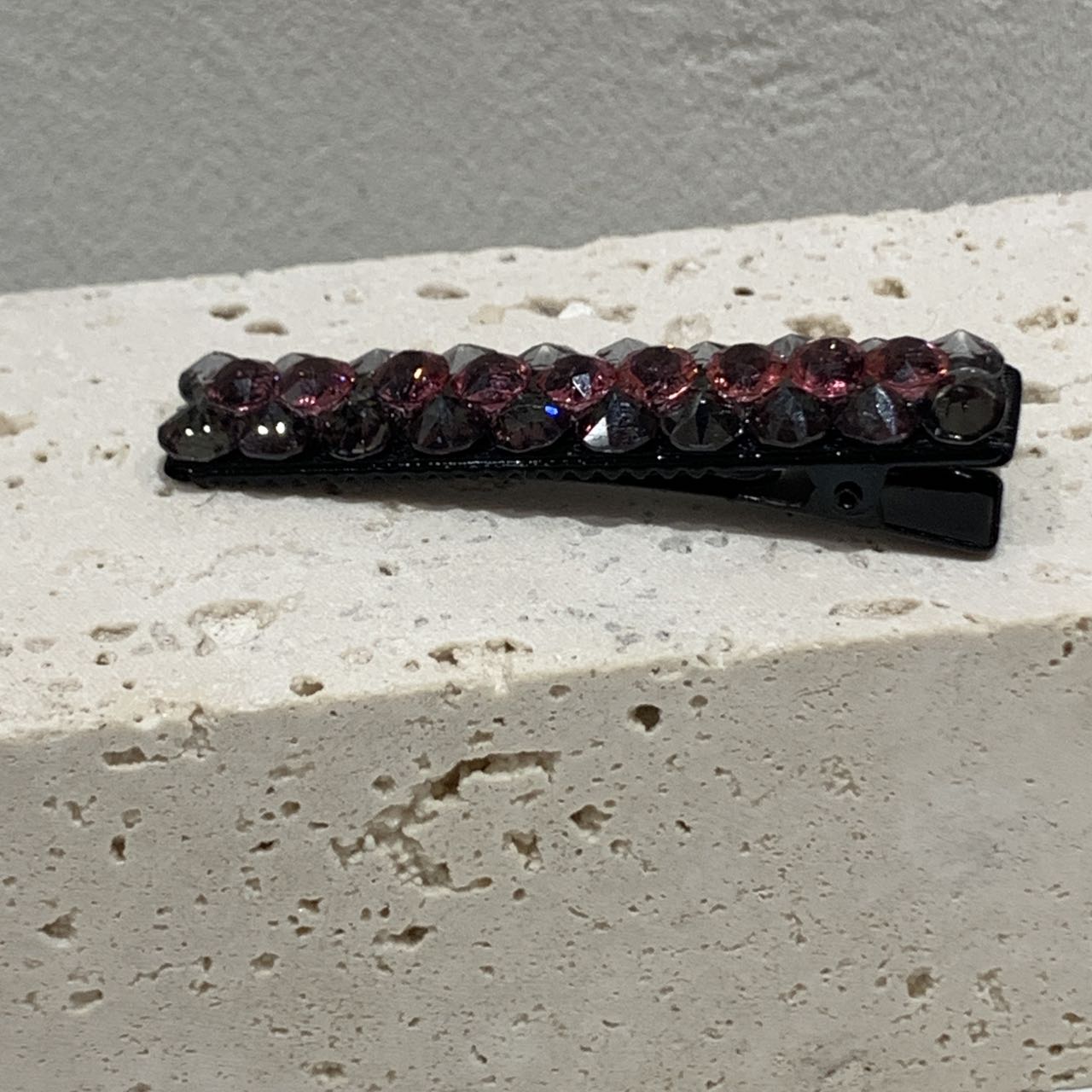 GREBUTY 5539 简约百搭玫粉色钻闪边夹