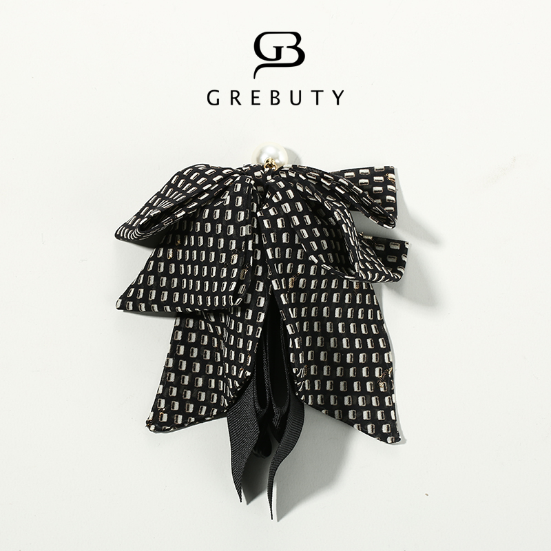 GREBUTY 4242 新品【赫本风】缎带蝴蝶结香蕉夹手工