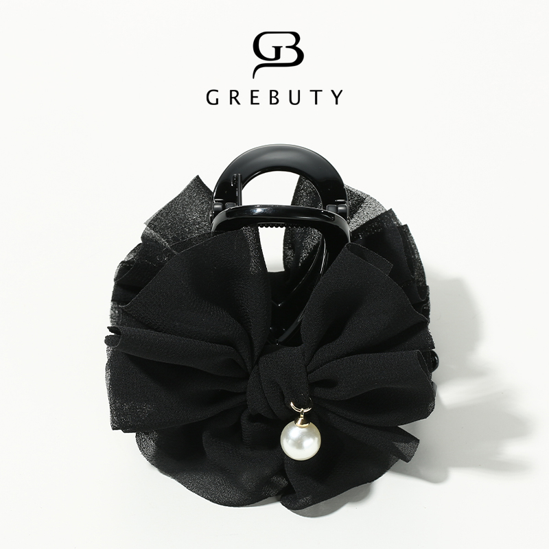 GREBUTY 4596 新品黑色蝴蝶结小号抓夹