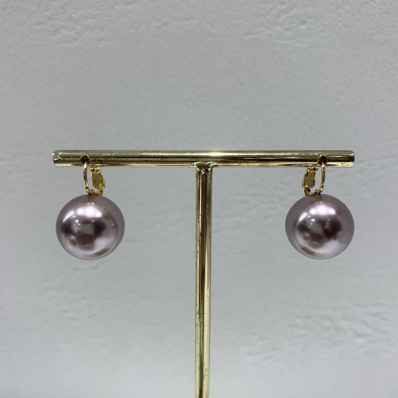 铜合金亚克力耳饰  4875 简约百搭淡紫色珠珠耳扣耳饰