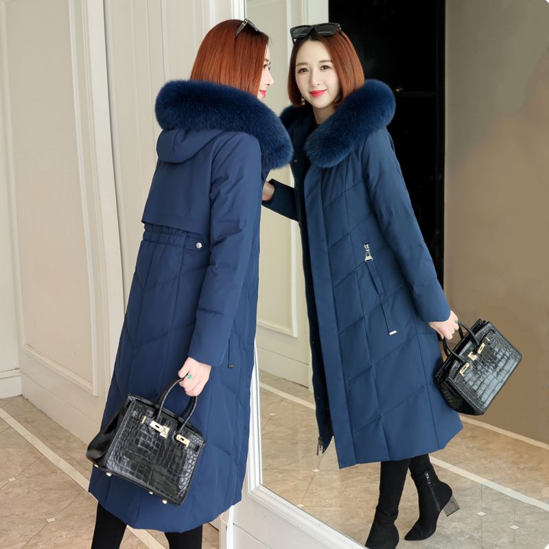 雪中飞羽绒服女长款过膝2022冬装新款妈妈装中长款白鸭绒加厚外套