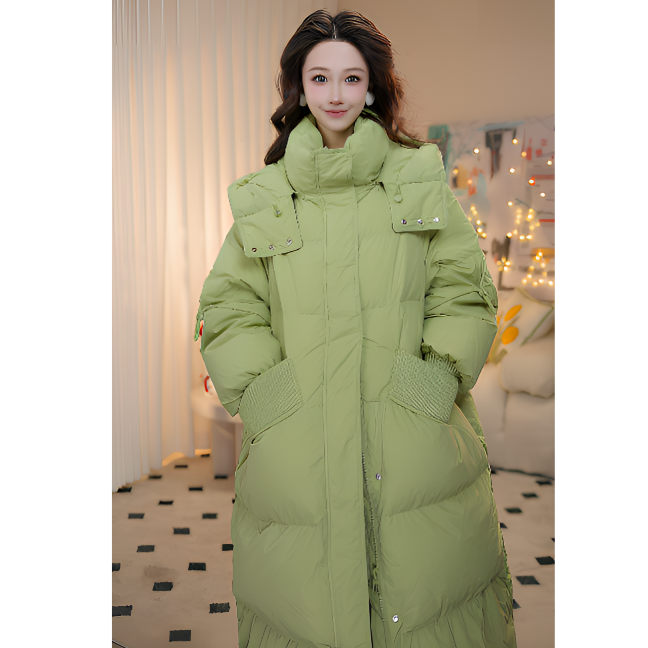 YAYA鸭鸭【新国标90绒】羽绒服女中长款过膝可拆卸帽保暖面包服外套