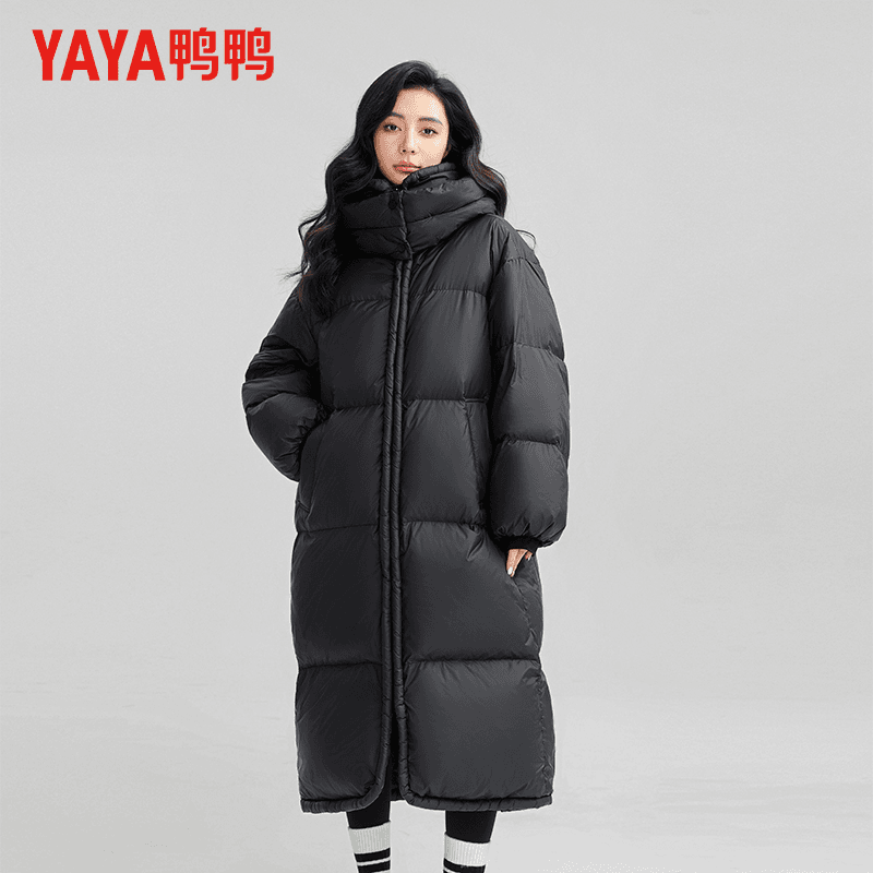 YAYA/鸭鸭【新国标90绒】羽绒服女款2025长款过膝厚款户外时尚冬季