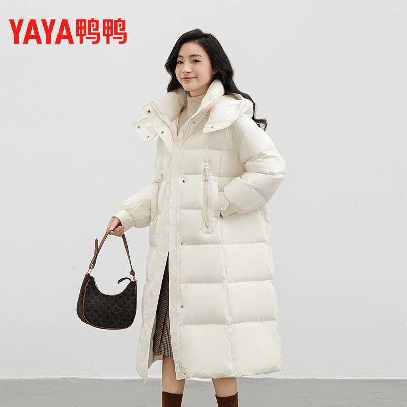 YAYA/鸭鸭羽绒服女中长款加厚保暖连帽宽松韩版【新国标90绒】