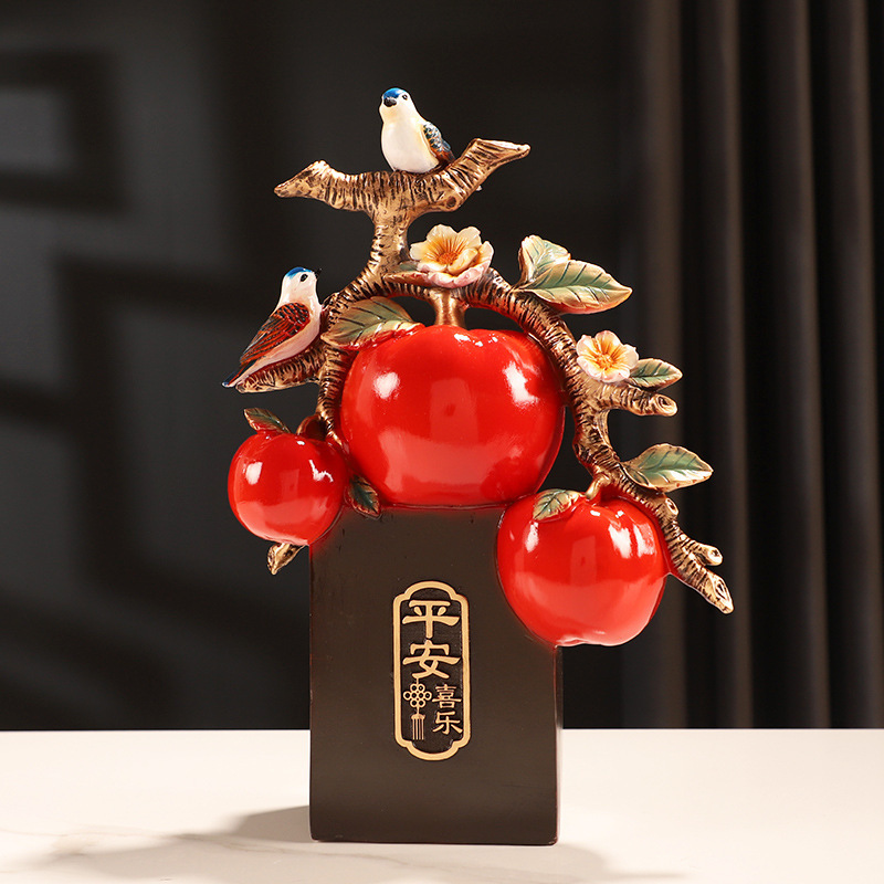 新中式创意平安喜乐苹果摆件客厅桌面玄关电视柜前台乔迁礼物装饰