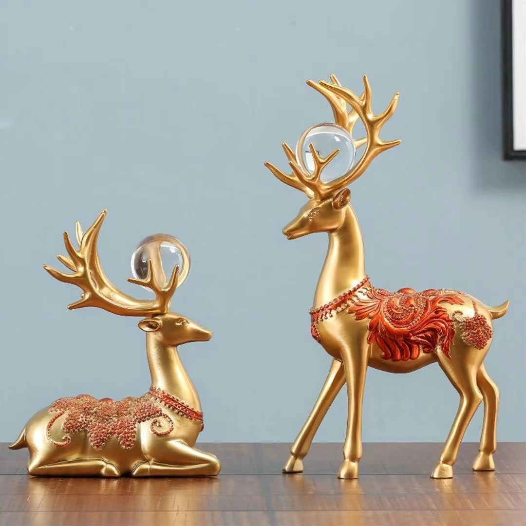 创意装饰品卧室摆件梅花鹿工艺品电视柜家居办公室客厅玄关装饰品