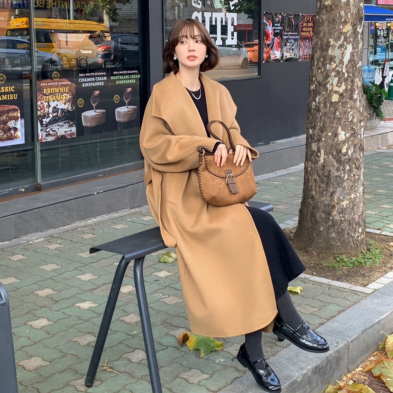 【臻品大衣】FS412W048烟囱领系带呢子衣