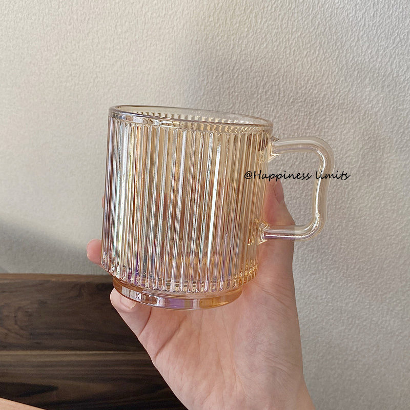 小众ins复古风冰美式咖啡杯拿铁牛奶杯水杯餐厅冷饮杯玻璃马克杯