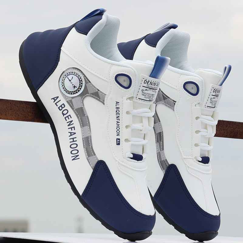 品牌男鞋秋冬季加绒皮面防水运动鞋男2024新款旅游鞋子男士休闲鞋