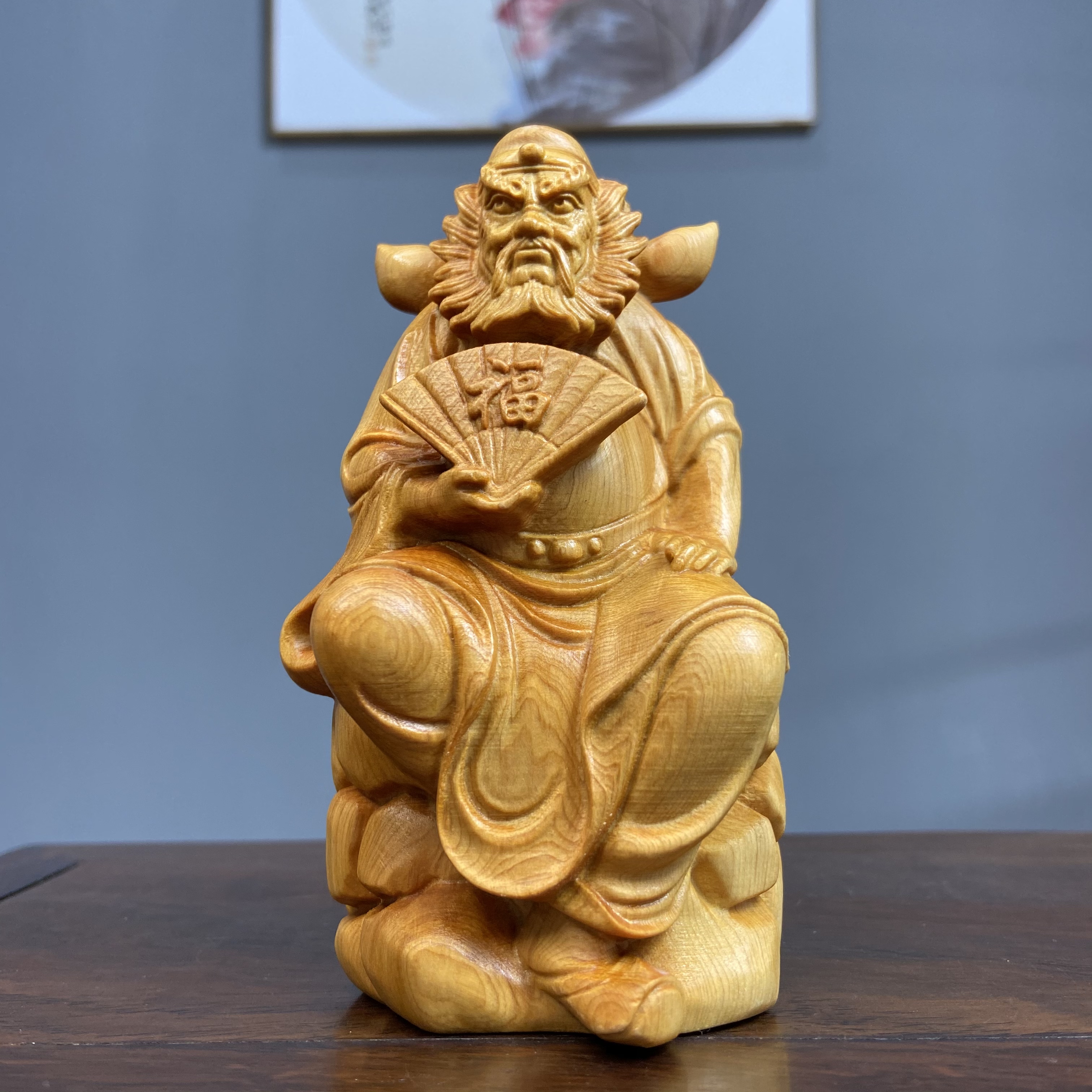 崖柏木雕天师钟馗高13cm工艺品把玩摆件创意根雕家居饰品把玩摆件