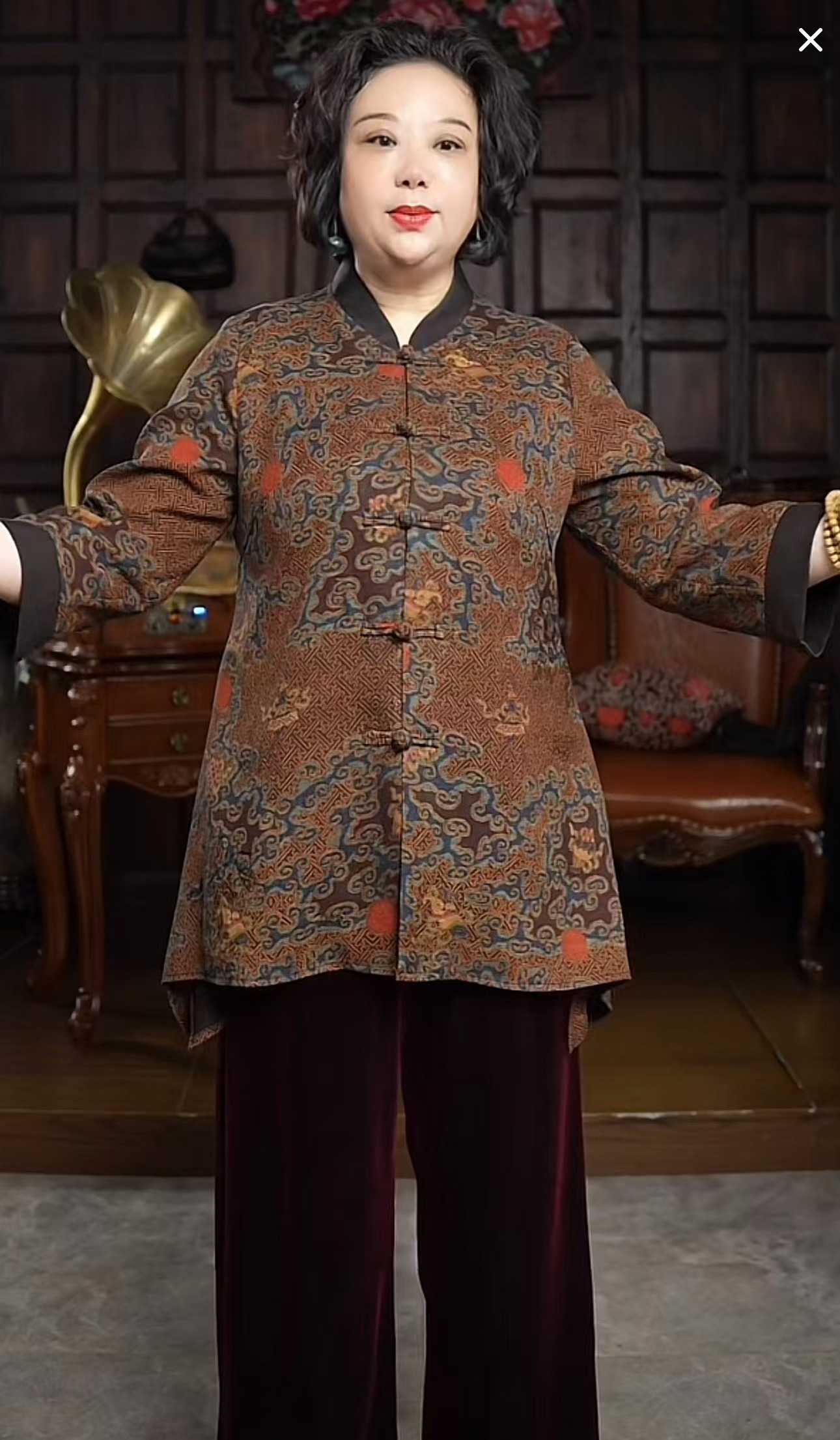 衣品古愿25087香云纱满分桑蚕丝新中式复古长袖外套