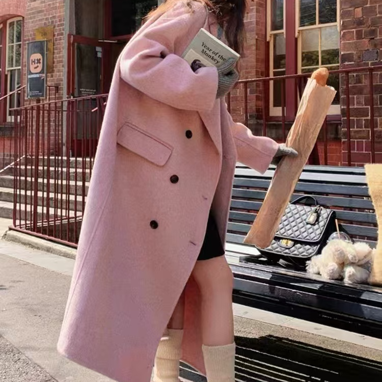 2024新款双面大衣韩版时尚宽松长毛加厚一件过冬