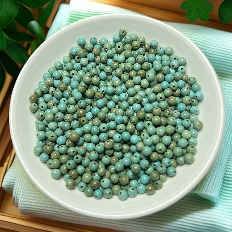 天然散珠 菱锰矿圆珠(花纹)【L065】4mm 100颗11.8元