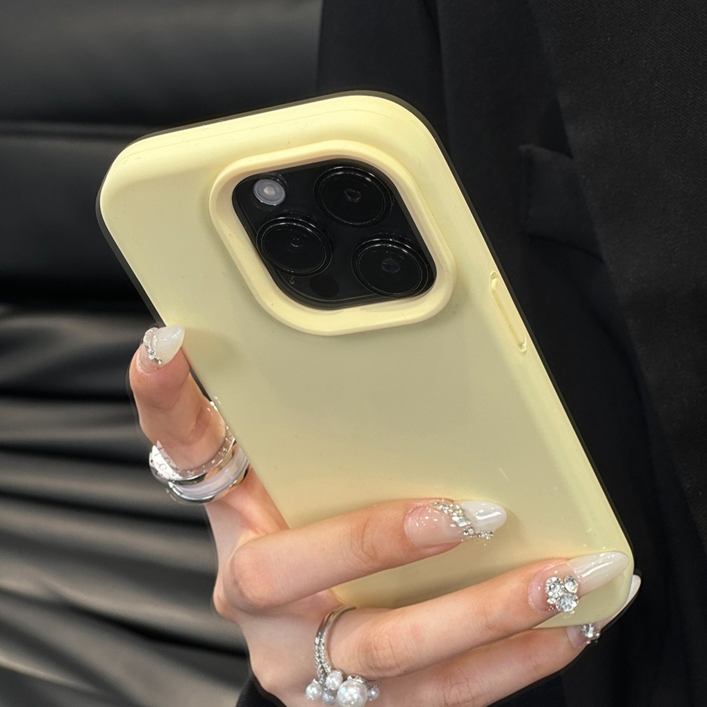 奶黄色新款苹果15promax手机壳液态硅胶适用iPhone14pro纯色情侣