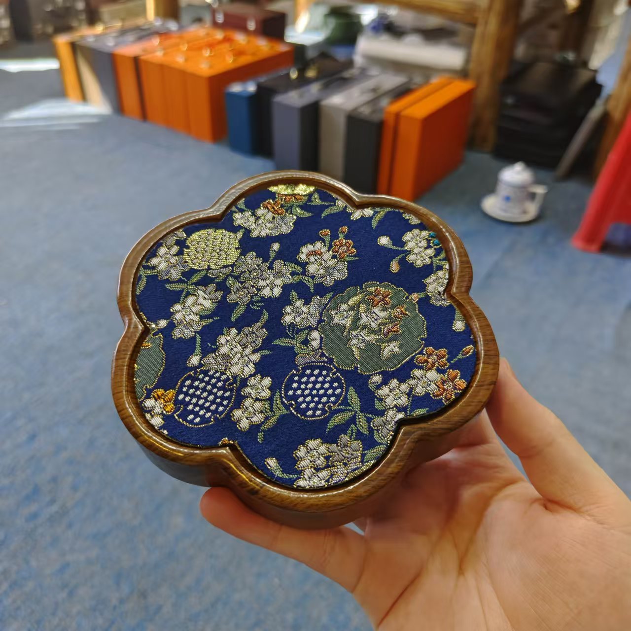 秋香茶具 花瓣干泡台壶承复古两用茶道干泡盘（14*14）4517-0824