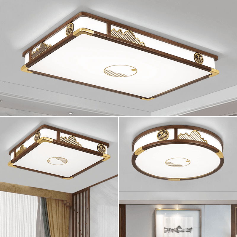 海棠木实木灯禅意木艺家用客厅灯新中式卧室灯餐厅书房led灯具4il