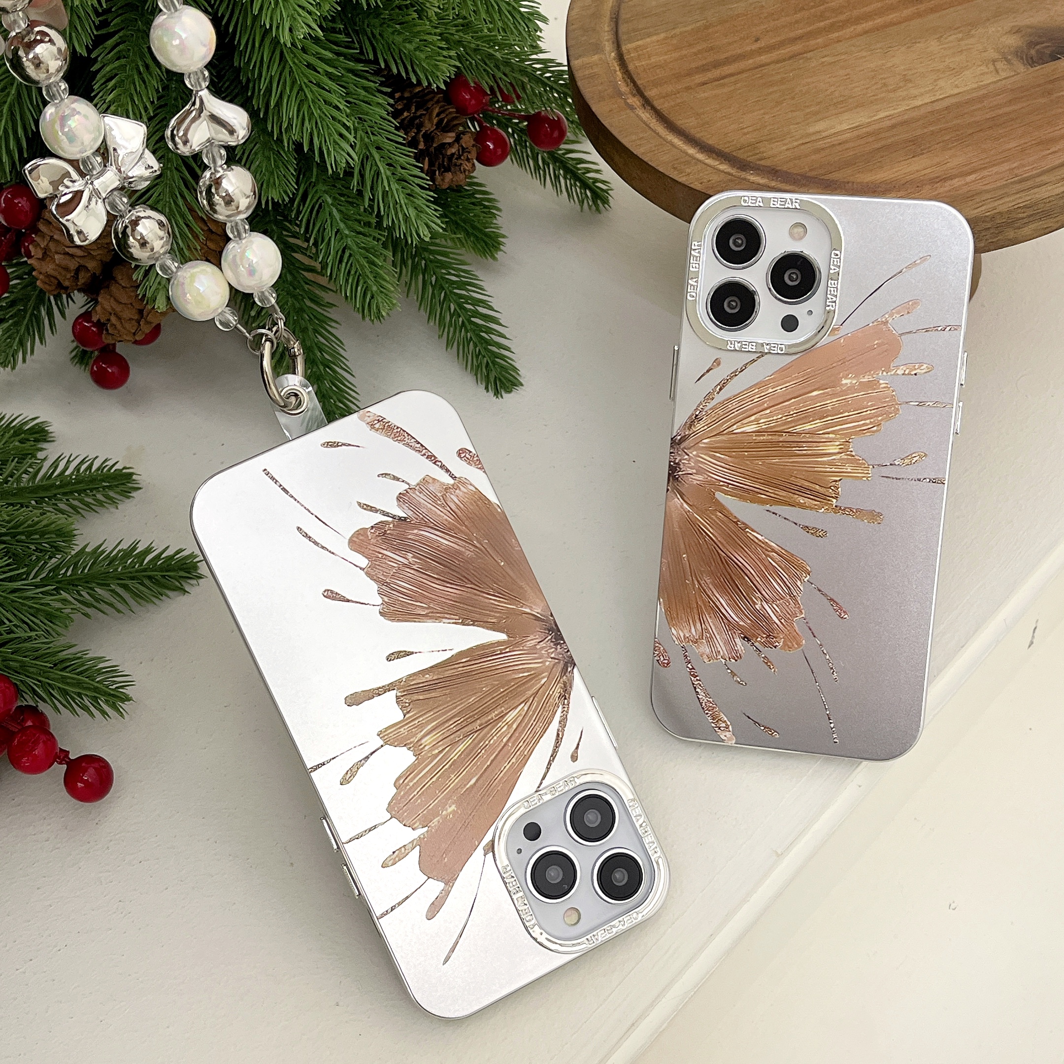 适用iPhone15promax创意14银灰金色蝴蝶13苹果14promax新款挂绳