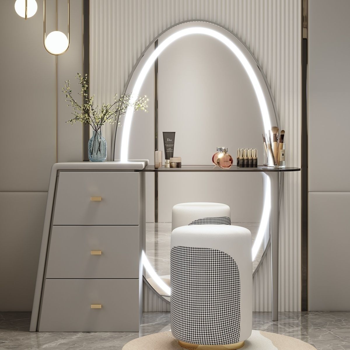 【佛山琳世】新款轻奢高级一体落地镜卧室梳妆台意式