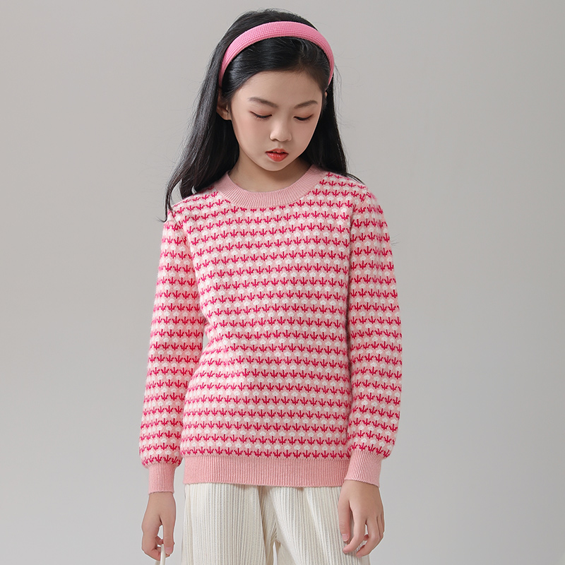 宝藏衣橱上新女童新款小花秋冬女孩毛衣针织中大童甜美儿童