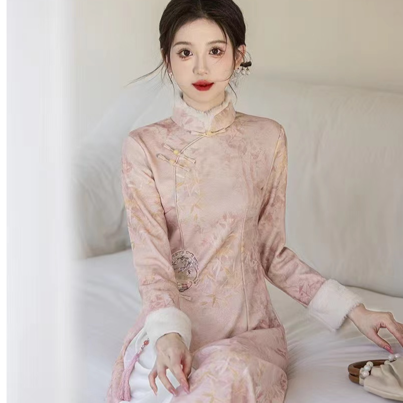 【晨曦】2024年秋冬季新款中长款显瘦气质旗袍