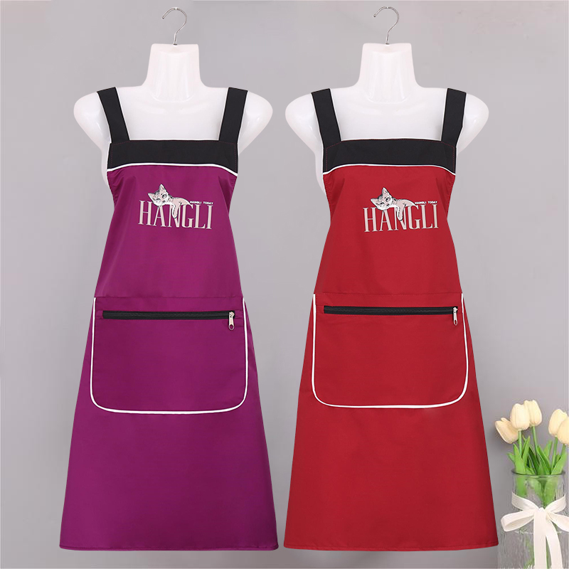 新款拉链大口兜防水防油污围裙时尚厨房家用专用工作服可定制logo