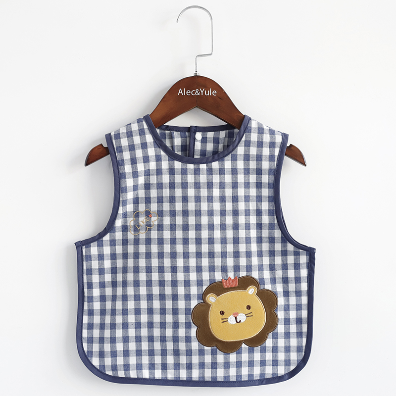 夏季款宝宝吃饭薄款罩衣男孩纯棉围兜饭衣婴儿防水防脏儿童反穿衣