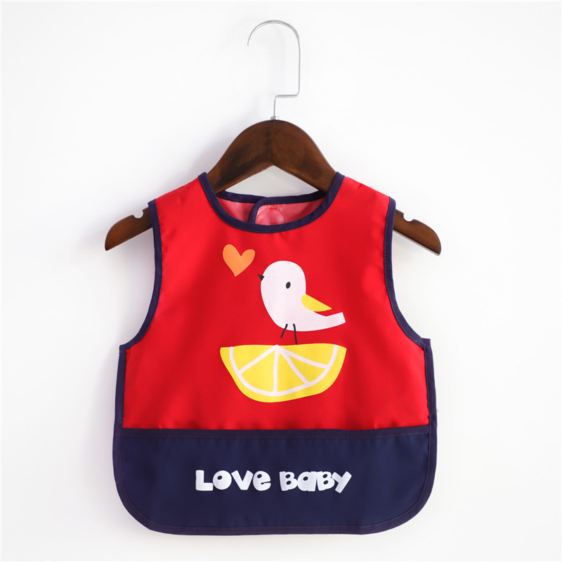 宝宝辅食罩衣防水防脏男童女孩婴儿吃饭围兜无袖卡通儿童反穿护衣