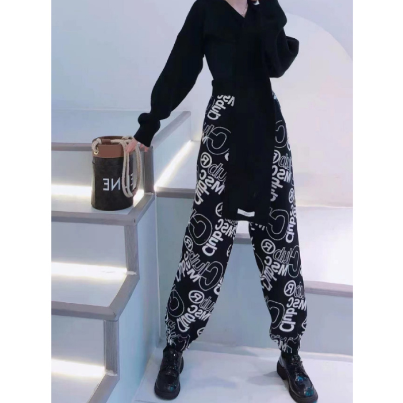 茜茜恋【爱舞精选】字母潮牌卫裤