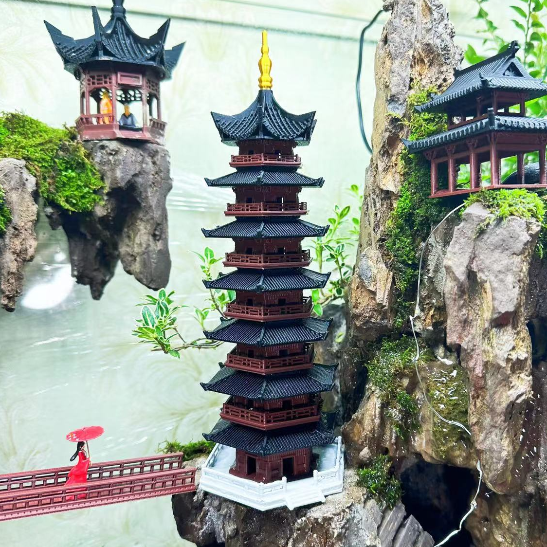 微景观造景大号建筑模型摆件制作水陆缸假山宝塔七层塔氛围规格