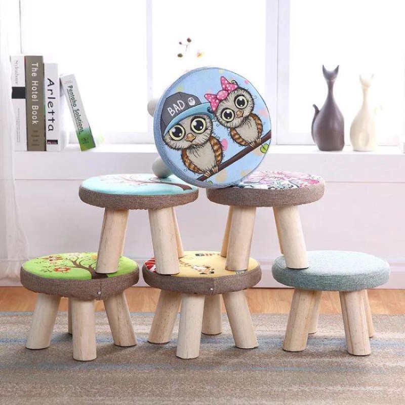布艺小凳子创意小板凳家用圆凳子成人沙发凳客厅卡通凳蘑菇凳