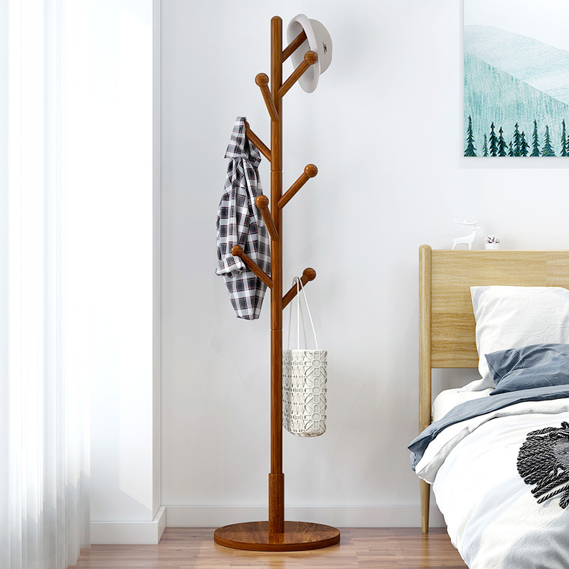 欧洲榉木衣架落地卧室衣帽架家用挂衣架置物架衣帽间客厅晾挂衣服