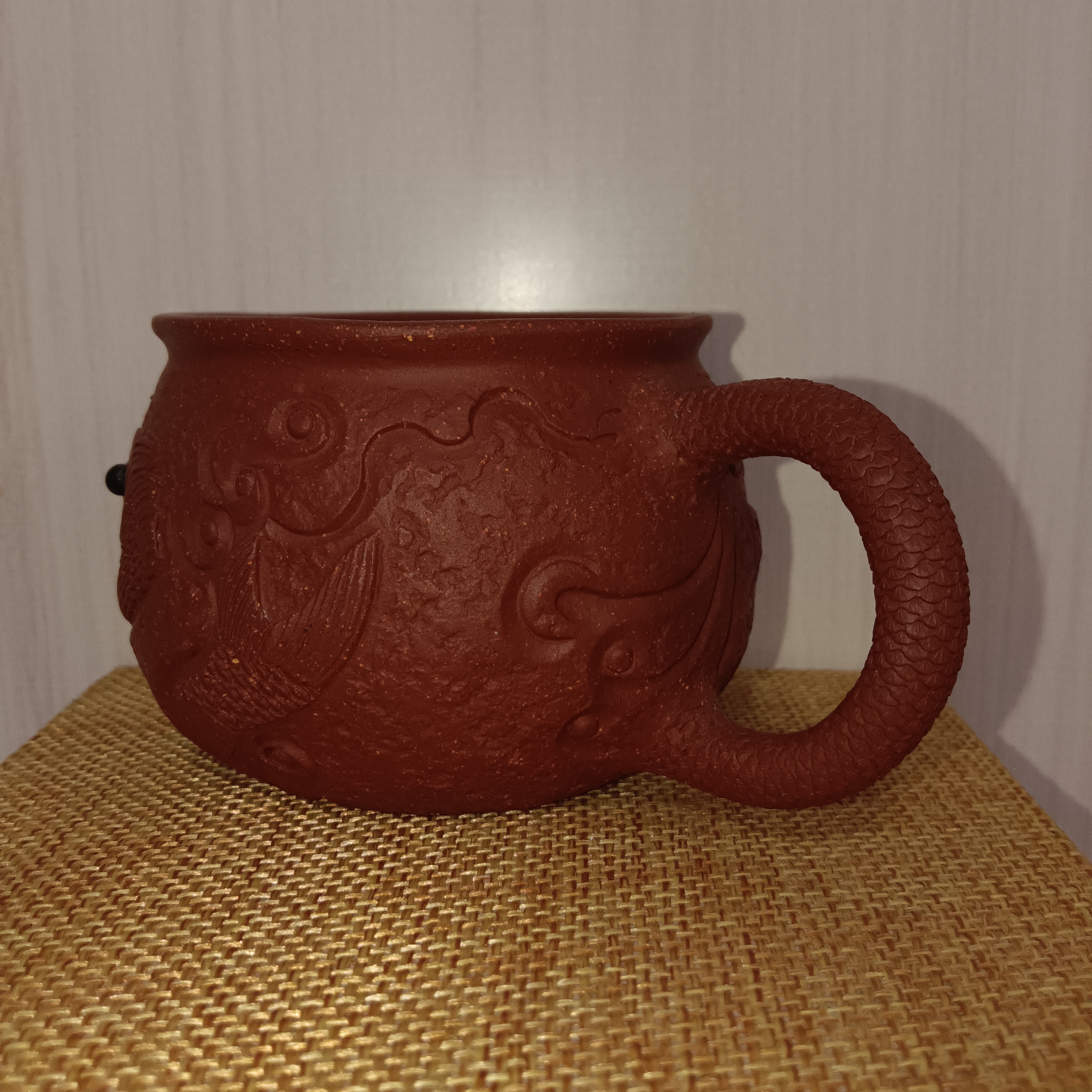 紫砂鱼化龙主人杯，红降坡容量150cc