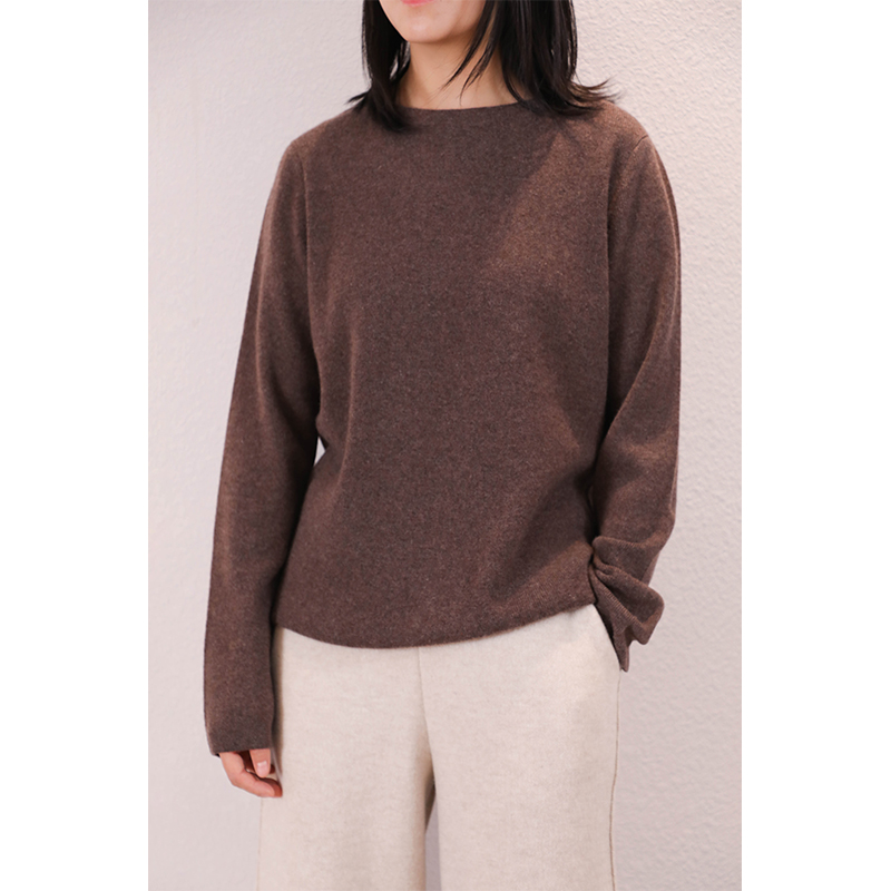 东雍 归途 简约百搭一字领双层高捻加密手工裁剪羊绒针织套头衫