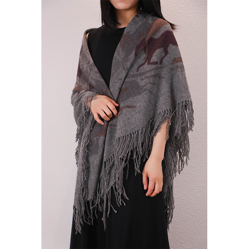 东雍 奢华大马数码喷绘四边手工流苏纯山羊绒围巾大方巾披肩两用