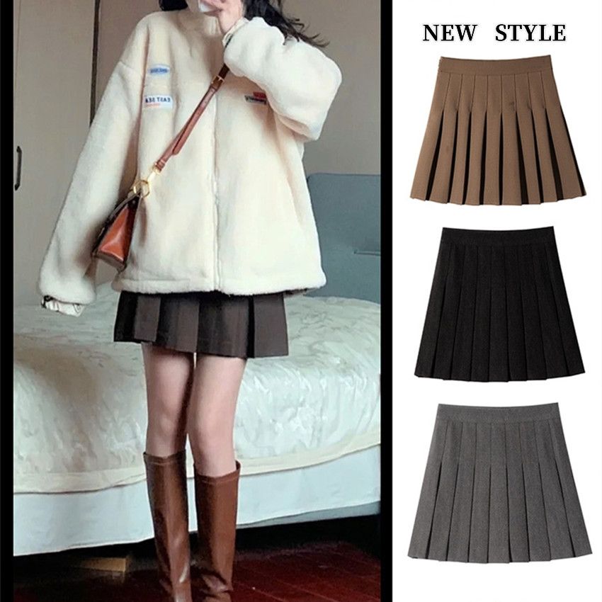 大码百褶裙秋冬新款女黑色半裙四季款a字裙小个子半身裙显瘦短