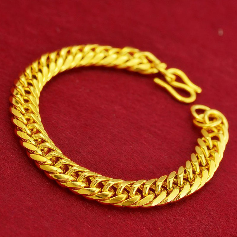 铜合金手链 正品黄金色老板宽手链饰品不掉色男网红爆款复古环