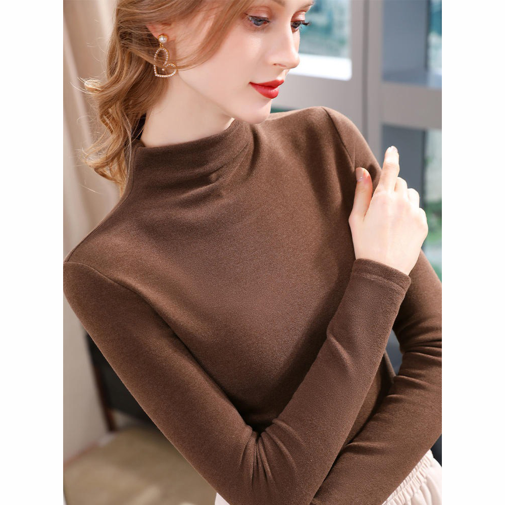 双面德绒高领半高领打底衫女2025秋冬款内搭加厚长袖t恤女上衣服