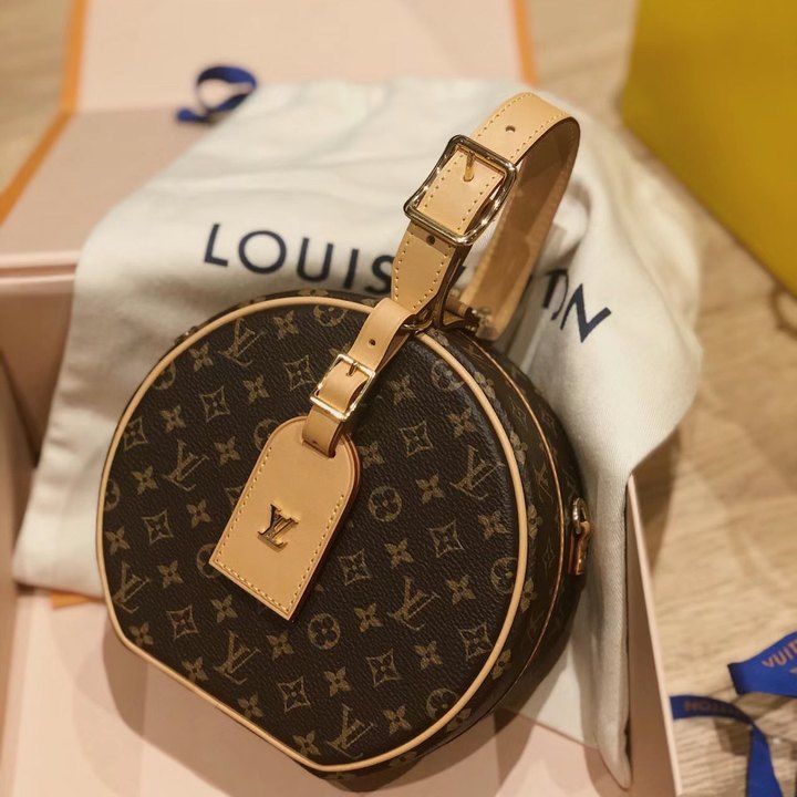 99新 LouisVuitton/路易威登 牛奢网/老花硬圆饼手提包