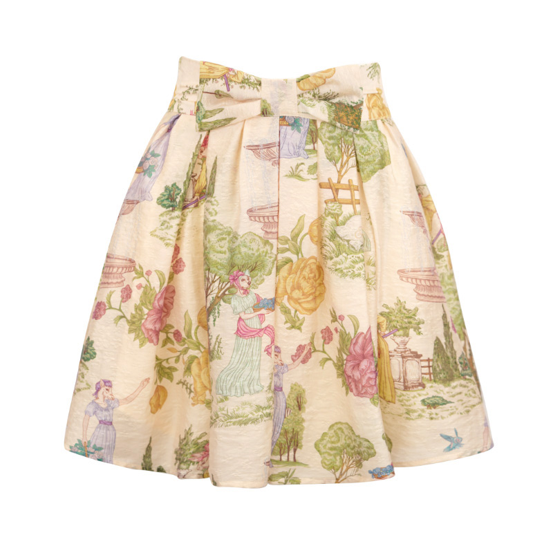  JUNGLE ME夏季高腰法式蝴蝶结森系短裙减龄百搭日常高腰短裙