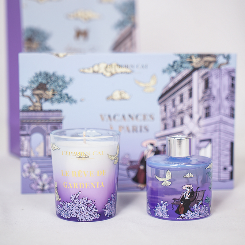 摆件 Hepburncat赫本猫香薰蜡烛栀子清香/巴黎假日礼盒装