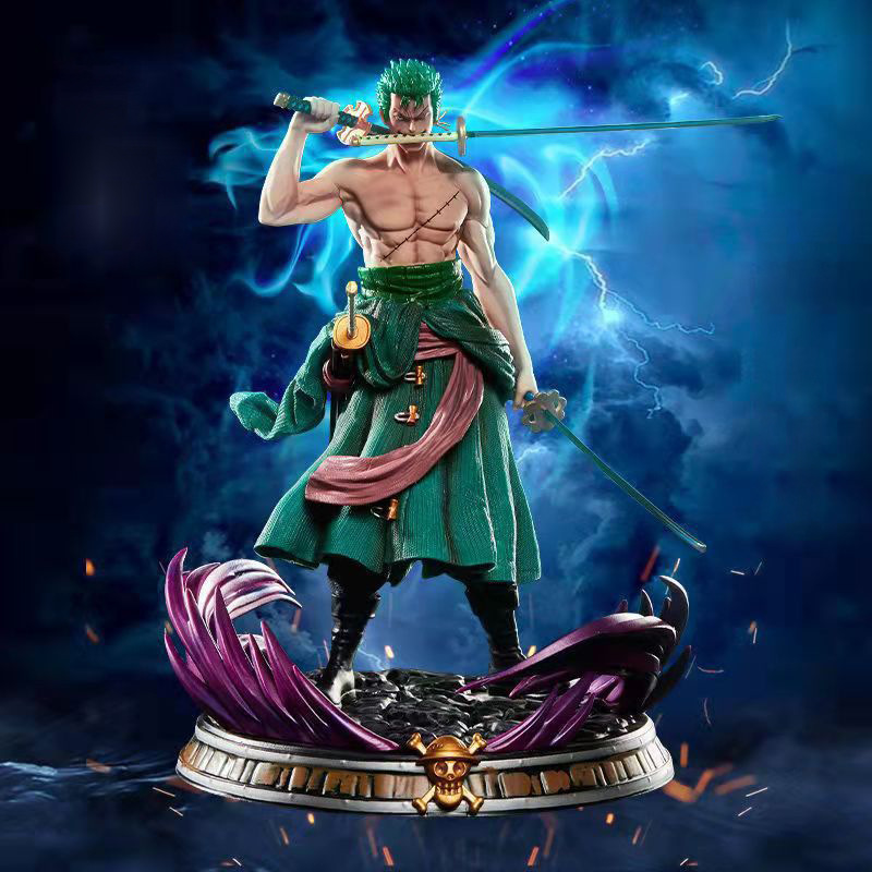 （新人福利） 扛刀索隆 送双头雕 送彩盒 送三把阎魔剑气手办