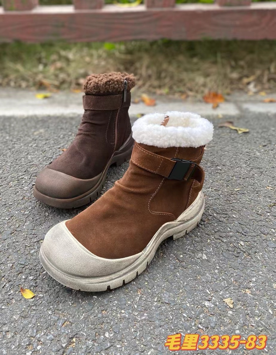 复古厚底雪地靴2024款冬季加绒加厚棉鞋马丁靴短靴