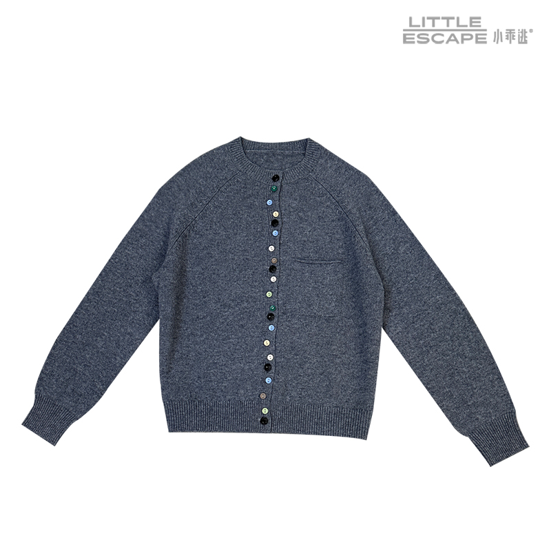 小乖逃X克重315克WG杏色羊毛衫长袖气质百搭灰色毛衣开衫10101