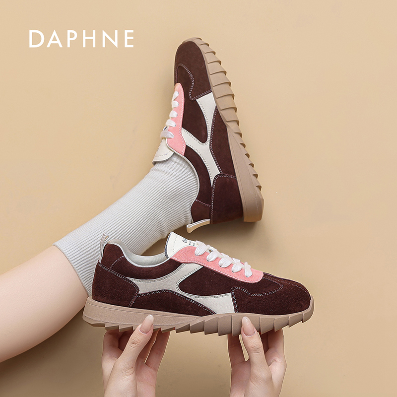 Daphne/达芙妮复古德训鞋女2025秋季新款平底休闲百搭时尚运动鞋