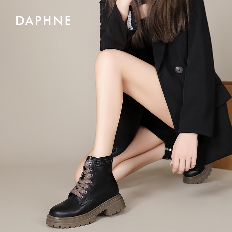 Daphne/达芙妮马丁靴女2025年新款春季单靴复古英伦风厚底短靴
